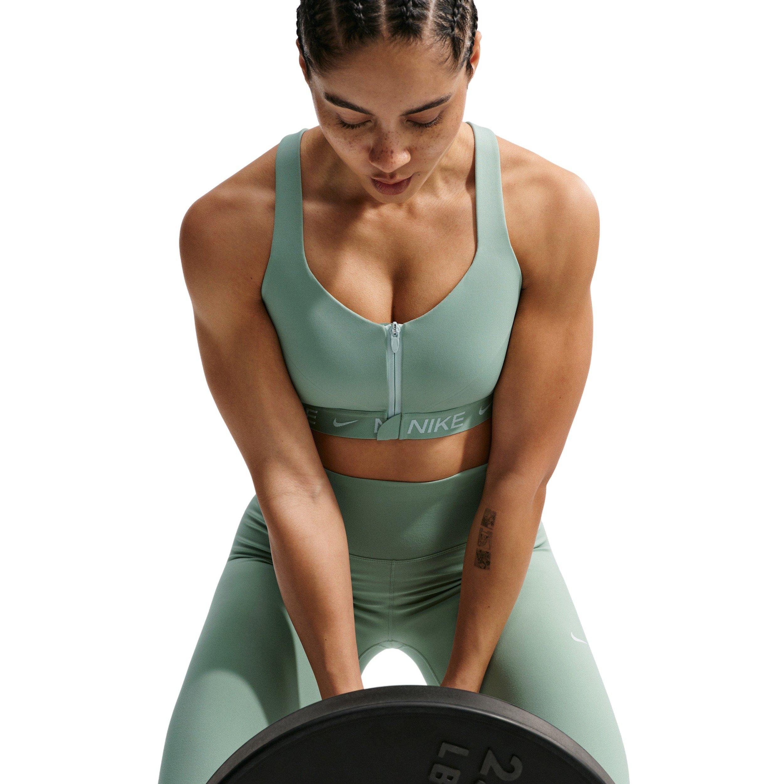 Nike Women's Indy High Support Padded Front-Zip Sports Bra - Light Green - LIGHT GREEN